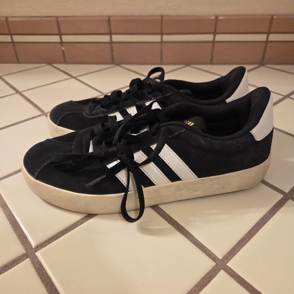 Adidas VL Court 2.0 Womens Black Suede Low Top Sneakers Size 7 B43814